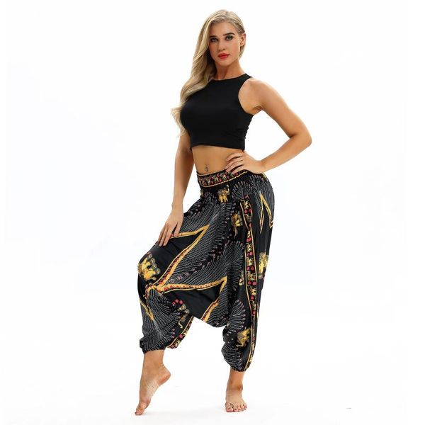 

elephant print women boho pants baggy harem pants loose trousers beach clothes for girl dance clothing thai style vintage, Black;white