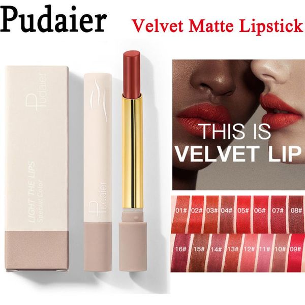 

16 color smooth velvet matte lipstick women moisturizer nutritious nude lipstick pudaier brand lip beauty makeup cosmetic
