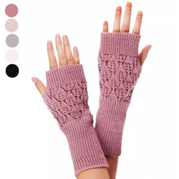 

fingerless gloves hollow out knitted lady long mitt exposed finger gloves winter autumn fingerless gloves wrist mittens wy492q, White