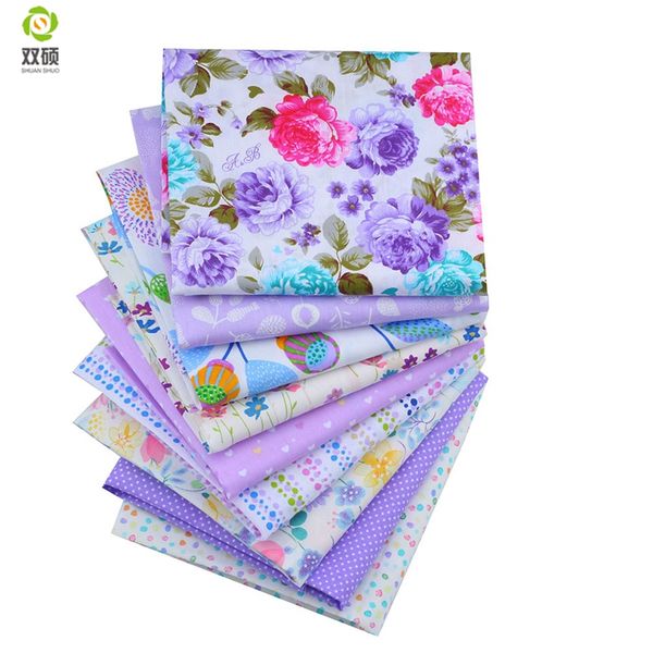 

shuanshuo purple bundle patchwork cotton fabric fat patchwork sewing fabrics doll clothing tilda quilt tissue 9 pcs/lots 40*50cm, Black;white