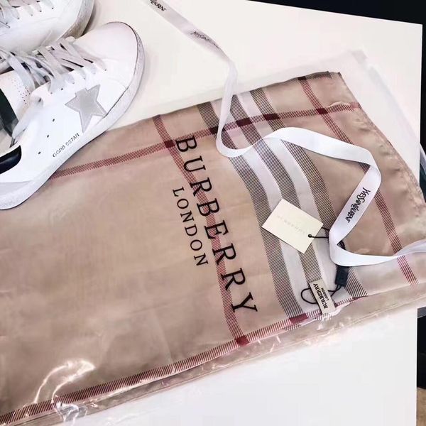 

european brand silk scarf for women 2019 spring and summer full logo long scarves size180x90cm for classic checked scarves, Blue;gray