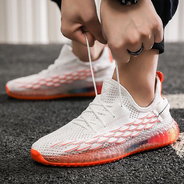

flying weaving running shoes men sport shoes rainbow bottom anti-slip athletic trainers sneakers men chaussure homme