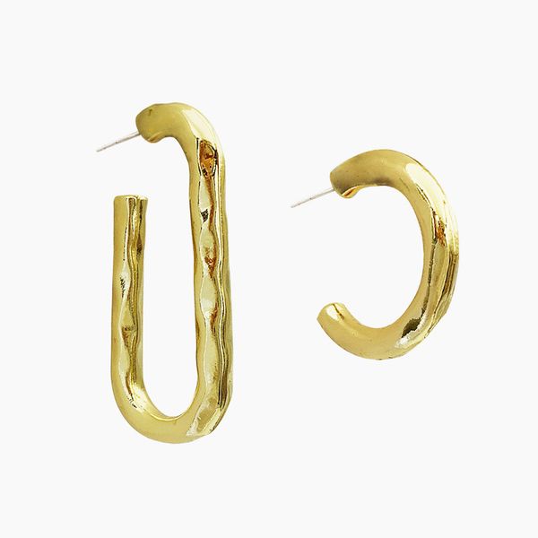 

gold color metal asymmetry earrings for women fashion jewelry statement geometric stud earrings ear cuff europe and america hot, Golden;silver