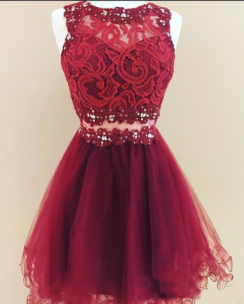 

fashion dark red lace homecoming cocktail dresses sheer neck a line tulle hollow back beads sequin ruched short evening prom dress, Blue;pink