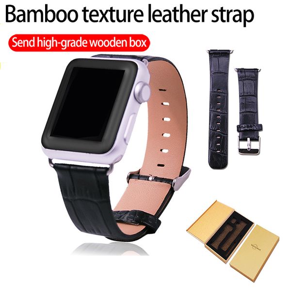 

for apple watch band 42mm 38mm bamboo texture leather band business fashion strap for iwatch 1 2 3 4