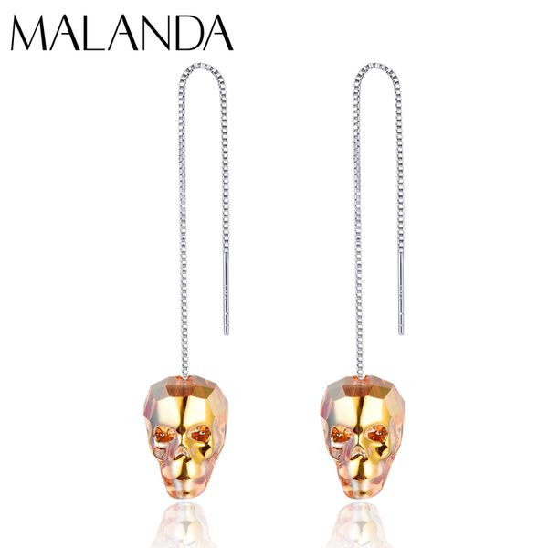 

crystals from swarovski skull bead drop earrings for women fashion wild silver chain piercing dangle earrings party jewelry gift