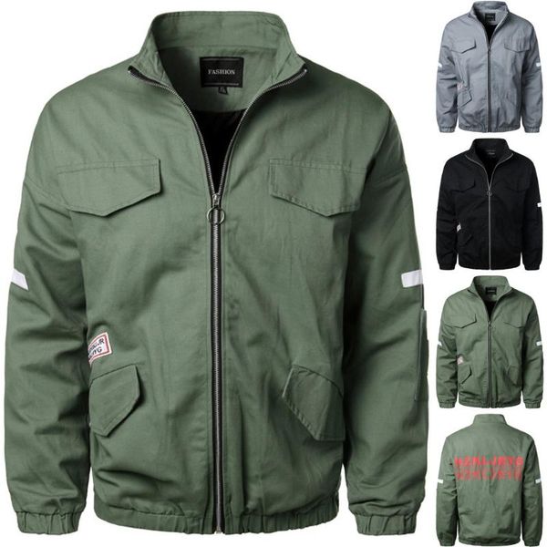 

мужчины зима длинный рукав теплый молния карман пальто outwear ветер куртки мужчины зеленый пилот мотоцикла пальто спортивная одежда куртки, Black;brown