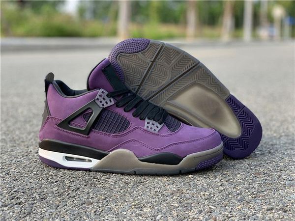

Authentic travi cott x 4 iv blue purple brown uede men ba ketball hoe port neaker outdoor original family and friend limtied