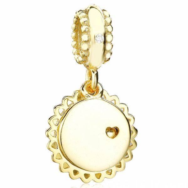 

New Real 925 Sterling Silver Bead You Are My Sunshine Pendant 18K Gold Plating Charm Fit Original Women Pandora Bracelets DIY Jewelry