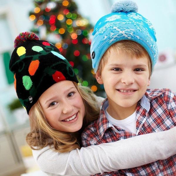 

christmas hat winter cap beanie light up protective warm festival 2020 led led cap gifts, Black