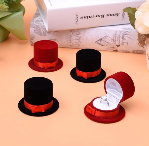

100pcs/lot cute hat velvet rings jewelry box earring ear stud case gift jewelry box sn2970