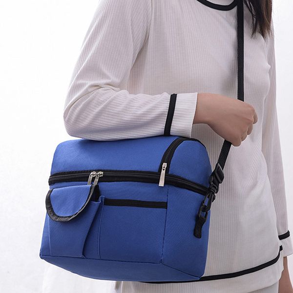 

insulated lunch bag for women men kids cooler adults tote lunch box double-layer fea889, Blue;pink
