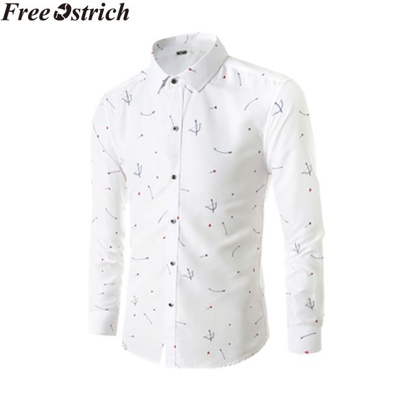 

summer men's slim long sleeve shirt fit casual print business social office lapel with size soft comfort men fashion shirt, White;black
