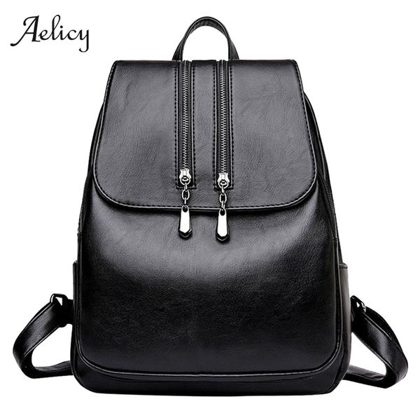 

aelicy black backpack women pu leather female backpacks teenager school bags mochila feminina rucksack mochilas mujer