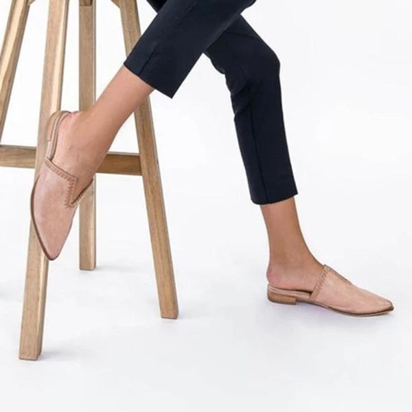 

flock flat shoes womensoft bottom comfortable slip-on women's sandals pointed toe non-slip light female versatile sandals, Black