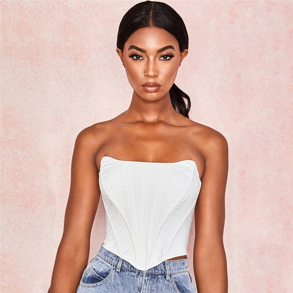 

solid colored strapless summer slim vest tank top, White