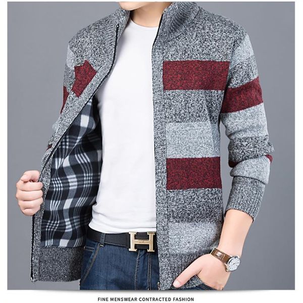 

2019 thick new fashion men sweater for mens cardigan slim fit jumpers knitwear warm autumn korean style casual clothing male, White;black