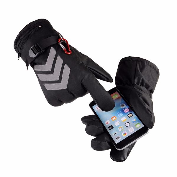 

touch screen electric heating gloves waterproof insulated night reflective back motorcycle ski gloves warmer for us plug