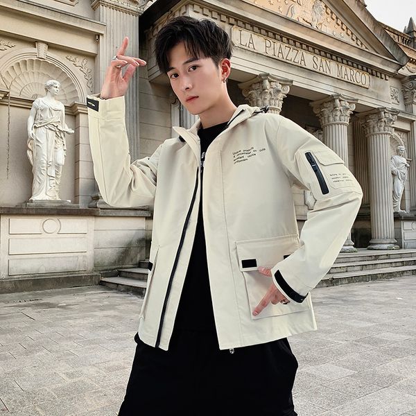 

hayblst 2019 brand jacket men solid color hooded big pockets homme jackets plus size m-3xl fashion coats dropshipping clothing, Black;brown