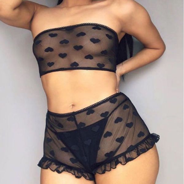 

2pcs женщин sexy атласные кружева белье babydoll lingerie nightdress пижама set, Black;white