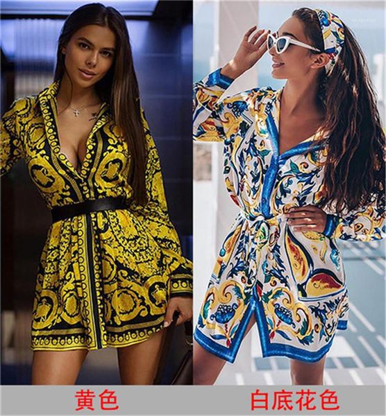 

fashion casual dresses luxury printed designer women dresses beach holiday loose lapel neck button shirt dress spring womens, Black;gray