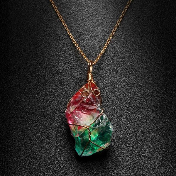 

1pc new rainbow stone natural crystal chakra rock necklace golden plated quartz pendant nice gift for lover friends, Silver