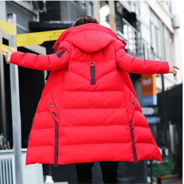 

winter parka jacket men hooded slim windbreaker parka hombre long jacket coat mens windbreaker parkas cotton youth clothing, Black