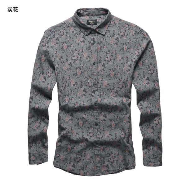 

autumn new fashion men's flower printed shirt personality men's slim long sleeve shirt s5001,s5002,s5005, White;black