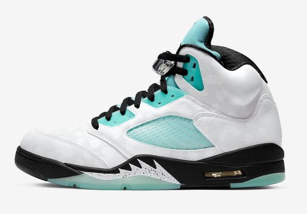 

mens island green 5 5s basketball shoes black metallic 3m reflect black white sneakers with box