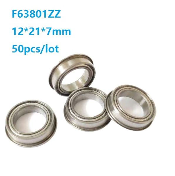 50 pz/lotto F63801ZZ F63801Z F63801 ZZ 12x21x7mm flangia profonda scanalatura Cuscinetto A Sfere 12*21*7mm