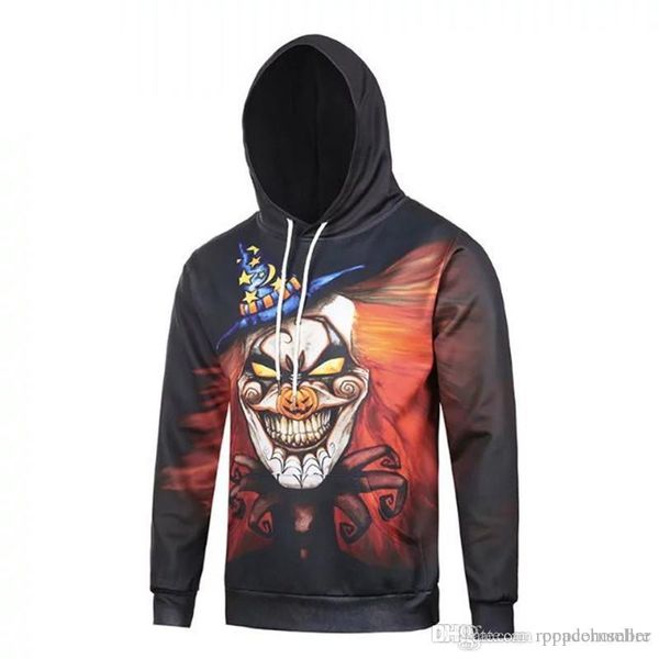 

хэллоуин mens designer толстовка новая личность 3d толстовка популярные моды толстовка с длинным рукавом одежда повседневная мужская одежда, Black
