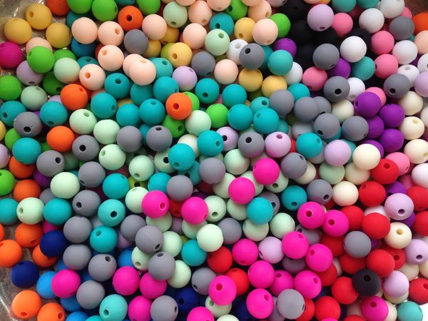 

grade silicone teeth beads 500pcs/lot 10mm silicone beads - diy baby bracelets nursing teething necklace, Silver