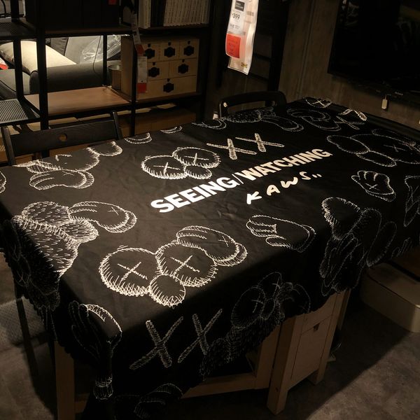 

designer luxury tide brand popular brand tablecloth sesame street kaws table mat waterproof oil-proof wash-stain-resistant black tablec