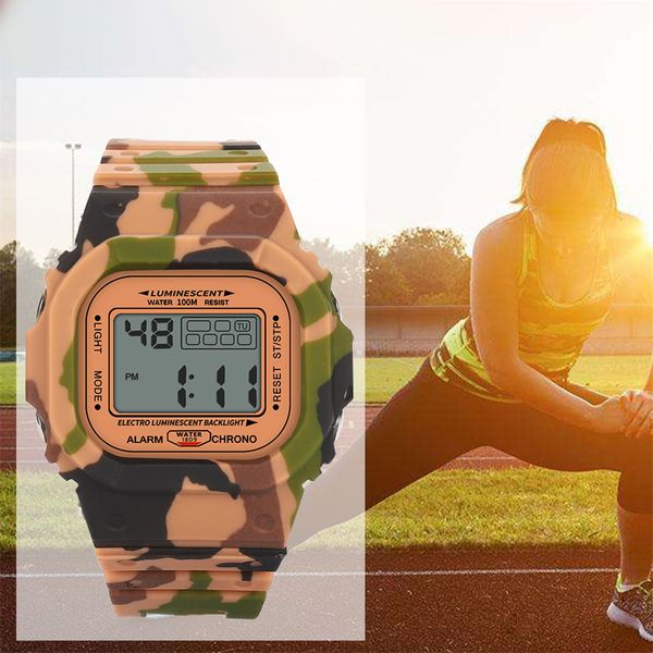 

new silicone strap digital watch fashion high-end multi-function30m sports waterproof electronic watch digitalwatch#03, Slivery;brown