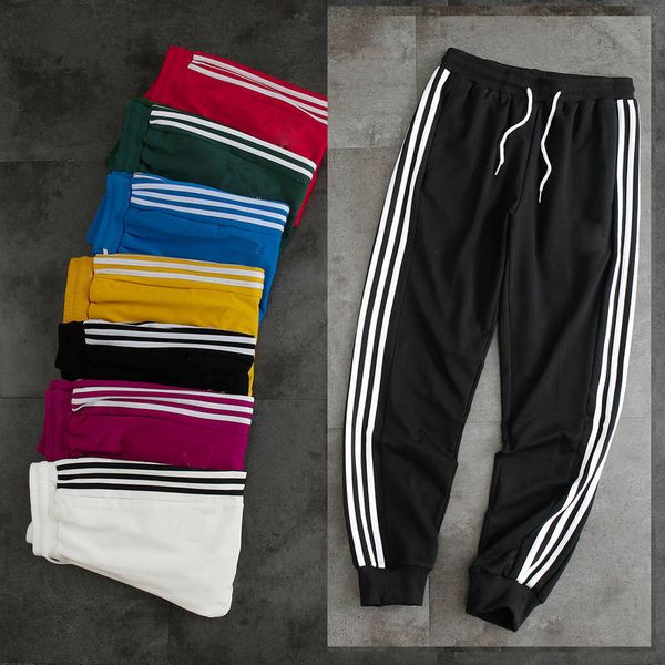 

mens designer new men women jogger pants new branded drawstring sports pants high fashion 4 colors side stripe clothing, Black