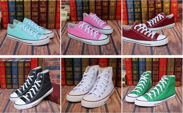 

star big size 35-45 high casual shoes low style sports stars chuck classic canvas shoe sneakers men's/women's ca, Black