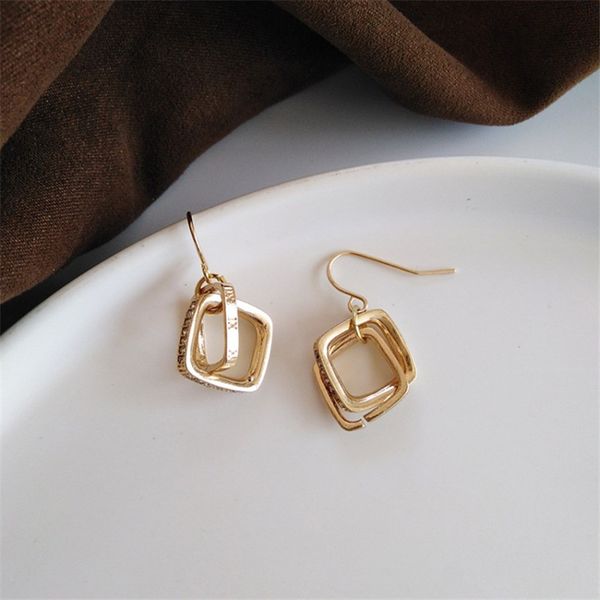 

2020 the lady geometric earrings metal gold crystal rhinestone knot geometric irregular earrings for women girl party jewelr, Silver