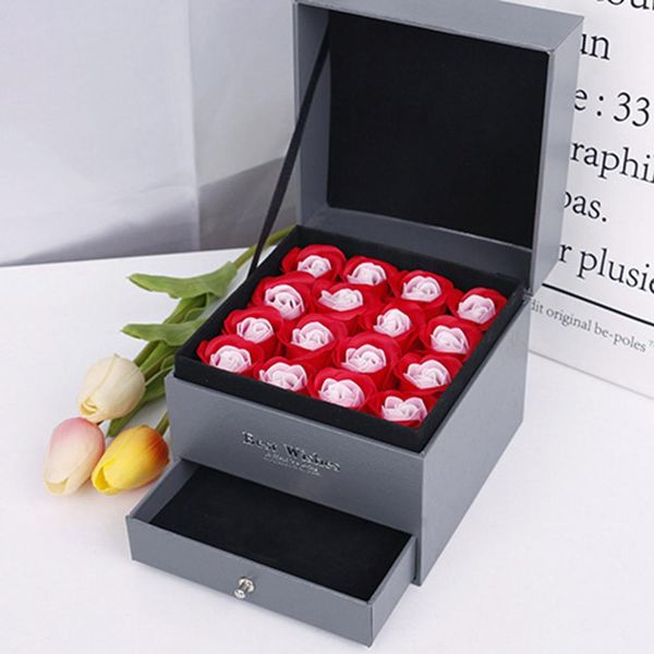 

soap rose flower jewelry storage gifts box valentine's/ mother's day gift 16pcs/box gift box packaging bolsas para galletas tdh