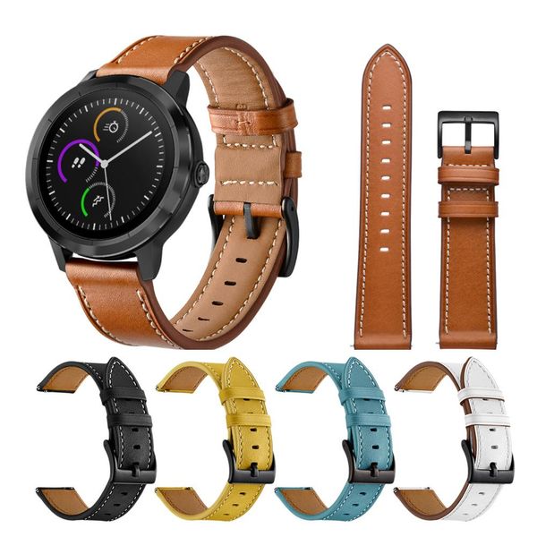 

20mm genuine leather strap for garmin vivoactive 3/vivomove hrwatch active watch band strap, Black;brown