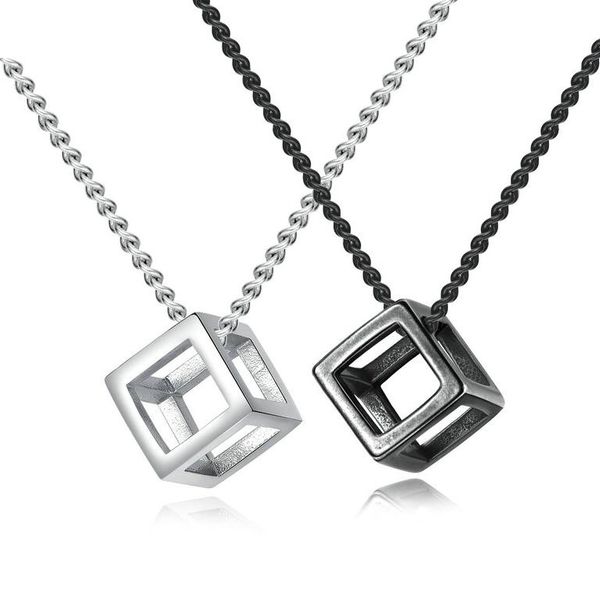 

new fashion silver pendant necklace titanium stainless steel personality cube necklaces women men trendy jewelry gift necklace dropshipping