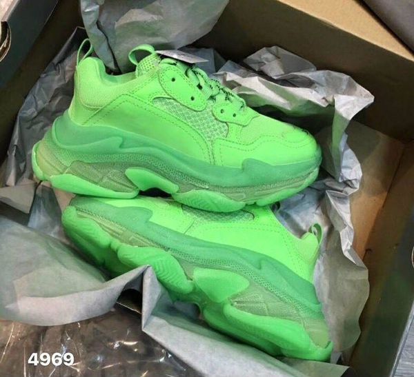 

дизайнер тройной повседневная обувь мужчина зеленый тройной тапок женщины кожа повседневная обувь low top шнуровка вскользь плоские туфли с