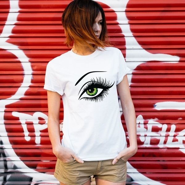 

woman shirt women summer t shirt tees short sleeve cotton short big eyes print tshirt funny t shirt woman clothes, White