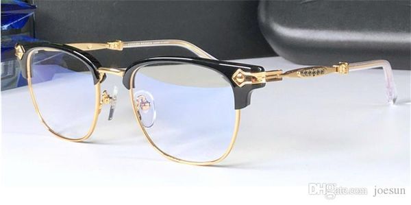

new logo eyewear chrom-h glasses verhaul prescription men'square half frame brand designer prescription glasses vintage steampunk style, Black
