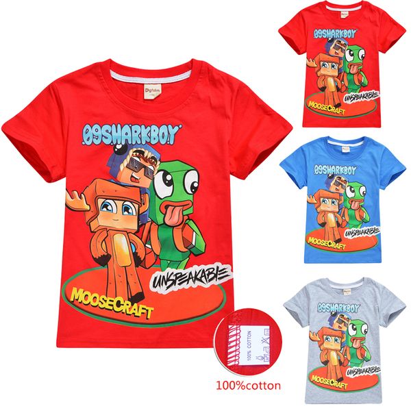 

moosecraft printed kids tee shirts 3 colors 6-14t kids boys girls cartoon printed cotton t shirts tees kids designer clothes dhl ss207, Blue