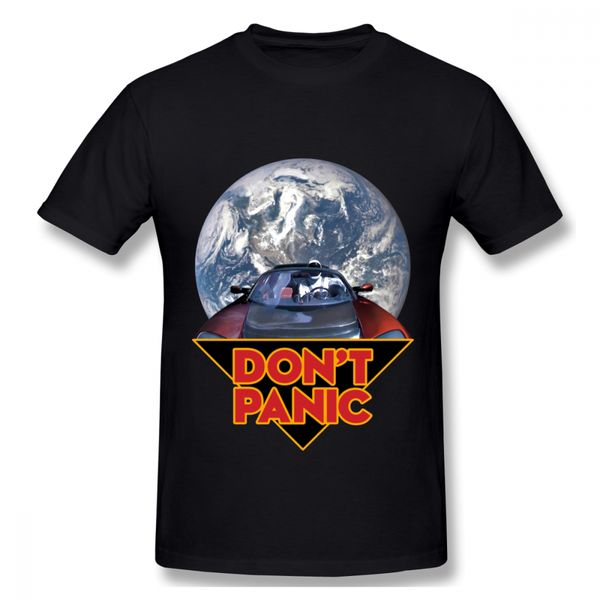 

round collar space x tee shirt starman don't panic t shirt retro design tee for men graphic camiseta, White;black