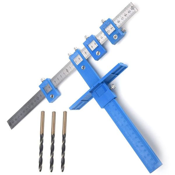 

detachable hole punch locator jig tool drill guide sleeve for drawer cabinet hardware dowel wood drilling hole punching rule
