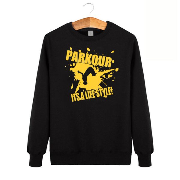 

new parkour brand men leisure long sleeved sweatshirt face printing, Black