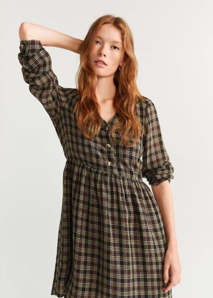 

2020 spring summer new temperament waist plaid zaraing women dress sheining vadiming female vintage plus size dress xdn9222, Black;gray