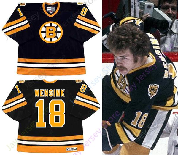 

Custom JOHN WENSINK Boston Bruins 1978 CCM Vintage Throwback Away Hockey Jersey