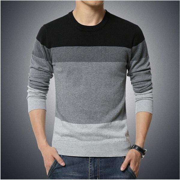 

men's casual round neck fashion knit sweater slim fit pullover knitwear jumper coat men fall clothing sueter masculino, White;black